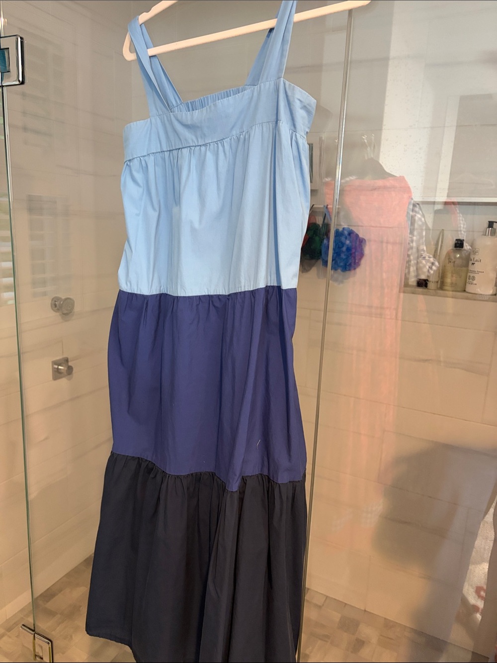 Moon River Blue Colorblock Tiered Sundress